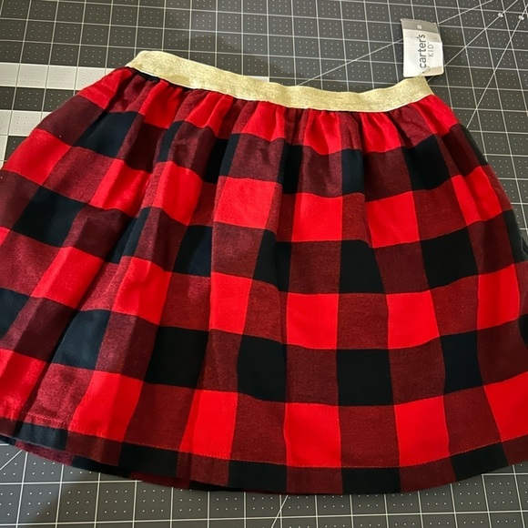 Carter's Other - Carter's Red and Black Plaid Skirt with Gold Waistband